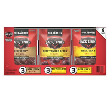 Jack Link's Beef Jerky, Variety Pack, 1.25 Oz., 9 Pk.